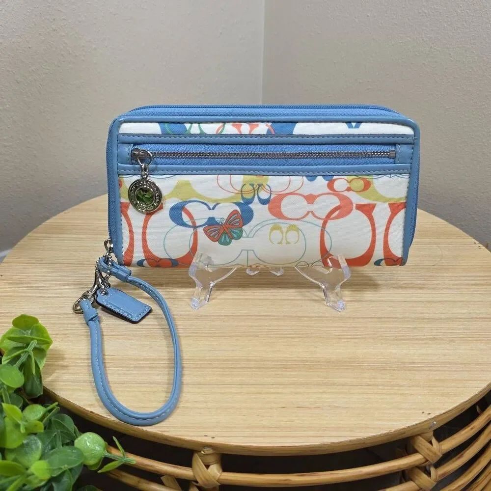 Coach Optic Butterfly Zip Around Wallet